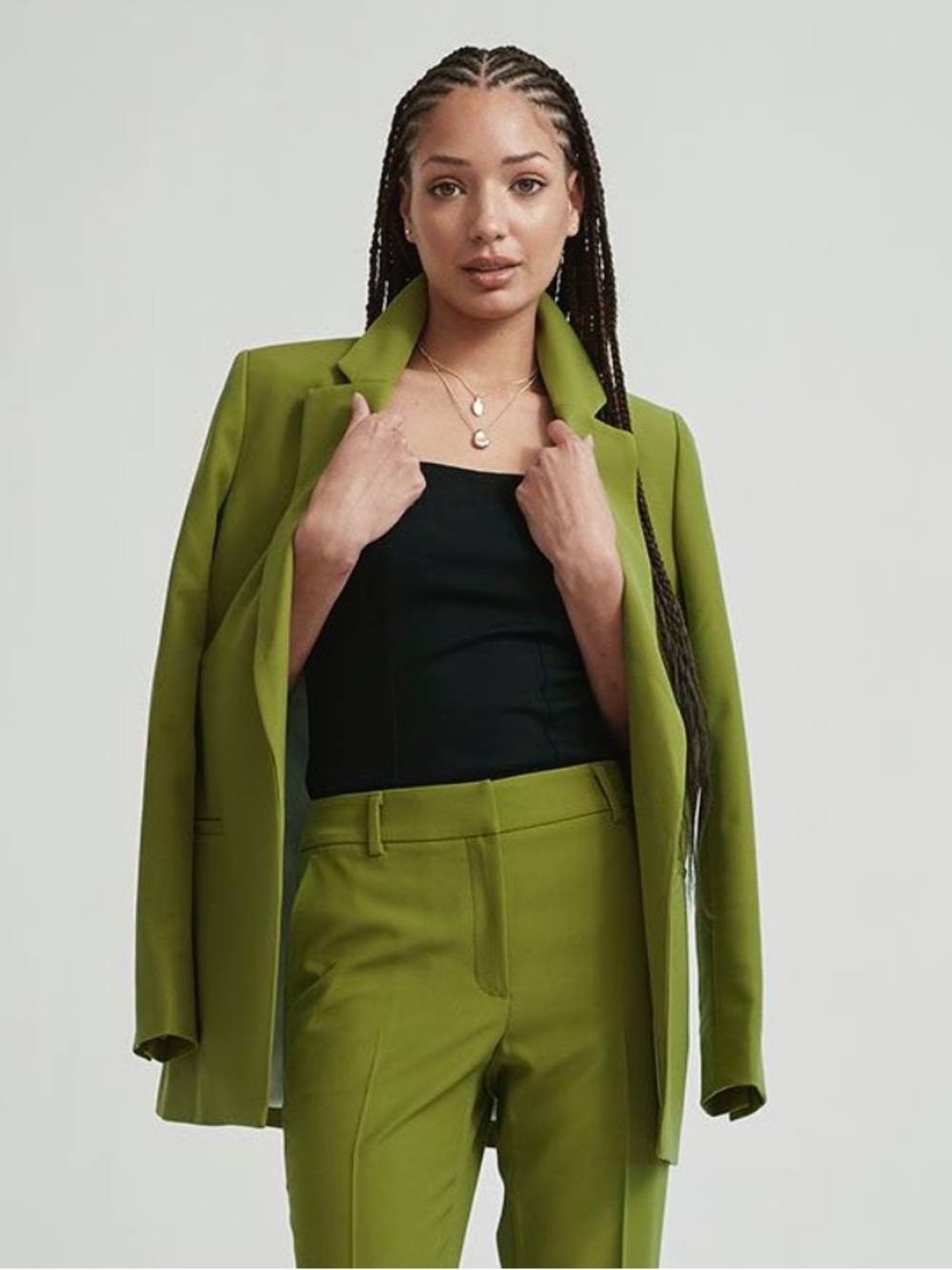 Loose Fit Open Blazer in Canary Green